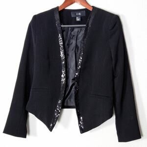 XXI Cropped Blazer Black Sequin Trim Women's Size Small Y2K Partycore